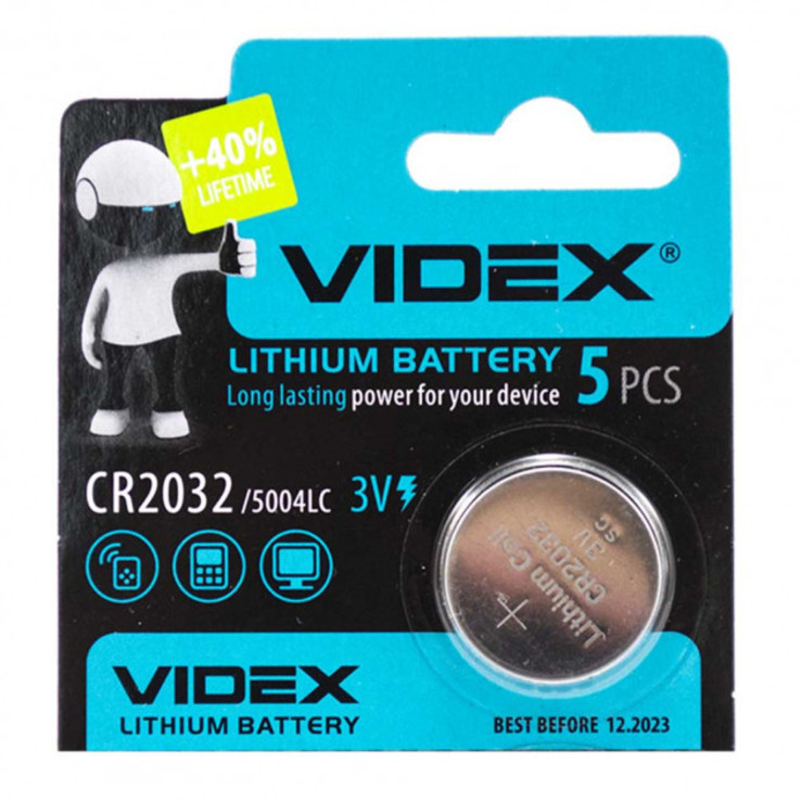 Батарейка литиевая Videx CR2032 3V, CR 2032/ L14/ SB-T51, blister 1штука