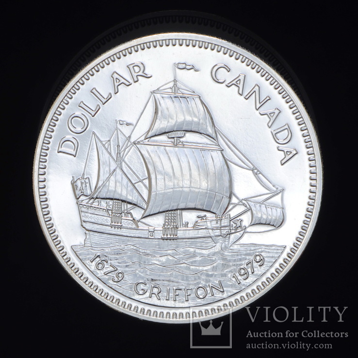 1 Доллар 1979 300 лет кораблю "Грифон", Канада