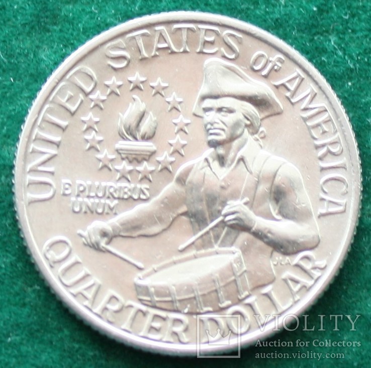 США 25 центов (квотер) 1976 г. Барабанщик