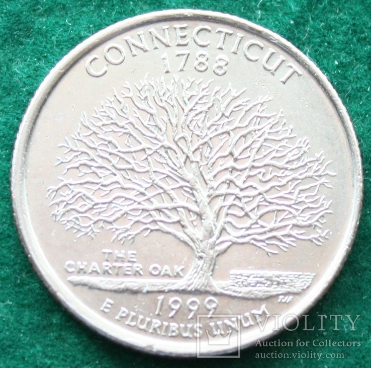 США 25 центов (квотер) 1999 г. Штат Коннектикут (D)