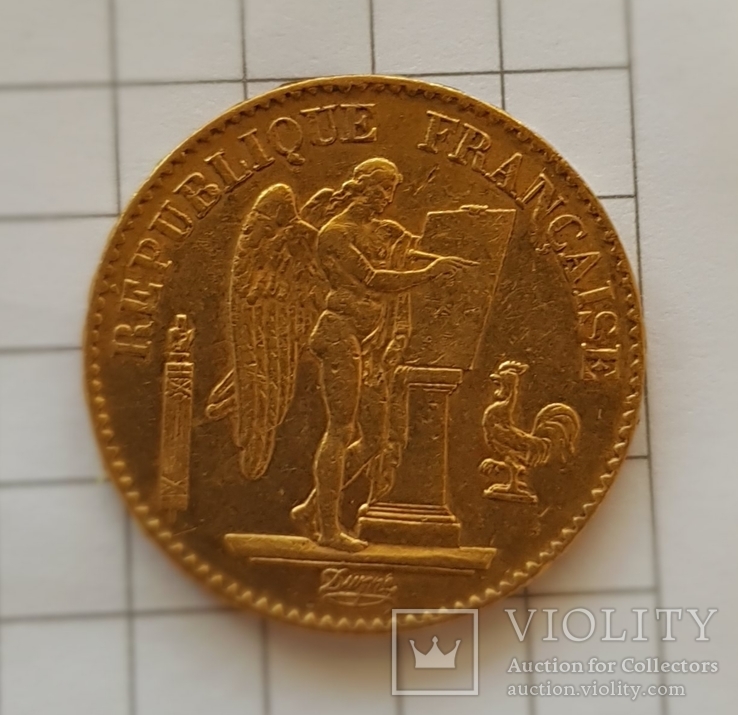 Франция, 20 франков 1896г., золото 6,45г., фото №7