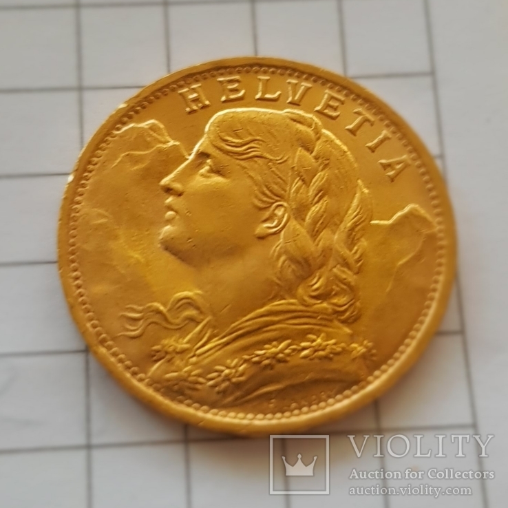Швейцария, 20 франков 1947г., золото 6,45г.