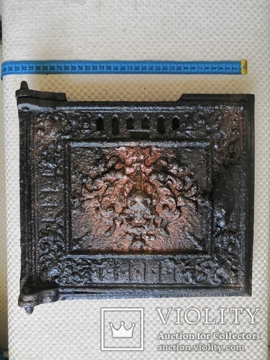 Старинная винтажная печная дверца со львом (лев), фото №7