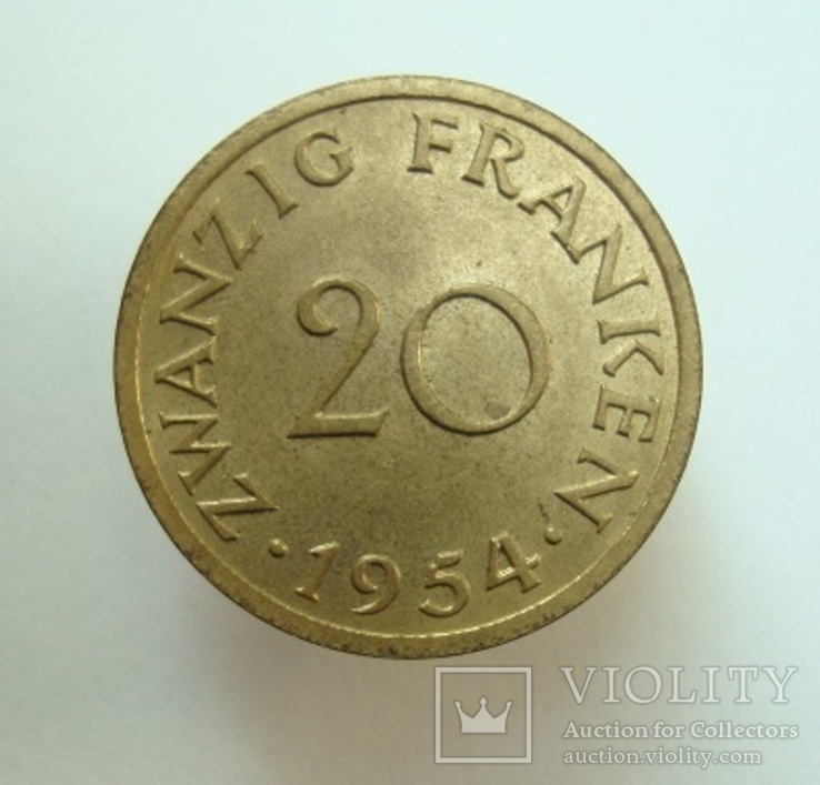 20 франков 1954 г., Саарленд (9), фото №2