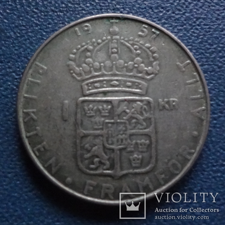 1 крона 1957  Швеция  серебро  (N.3.1)~, фото №2