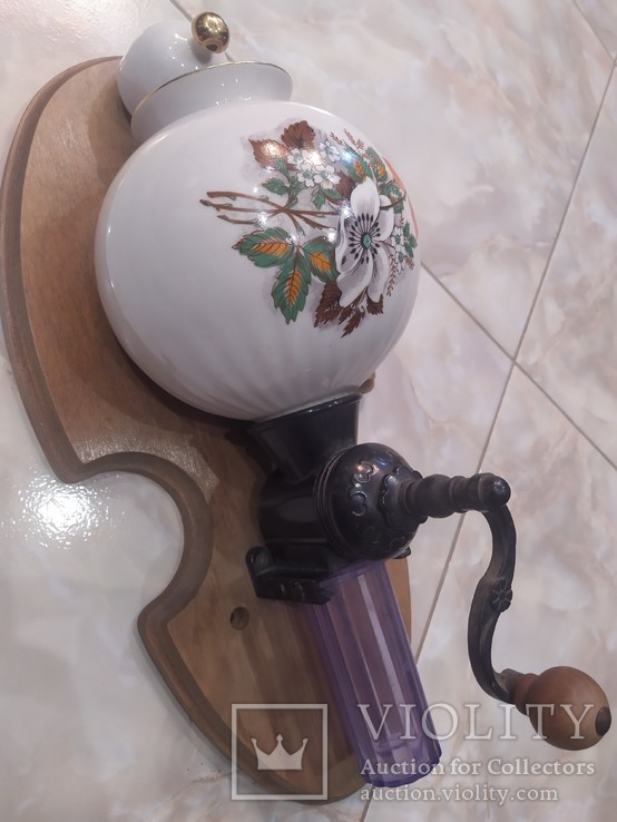Кофемолка настенная фарфор дерево Цветы СССР декоративная, фото №12