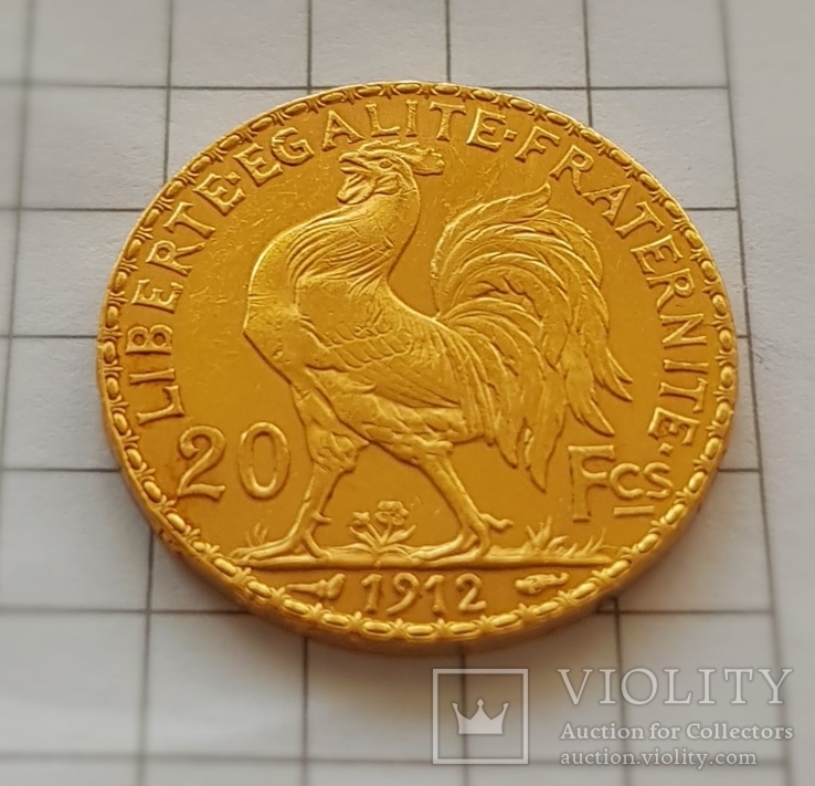 Франция, 20 франков 1912г., золото 6,45 грамм, фото №5