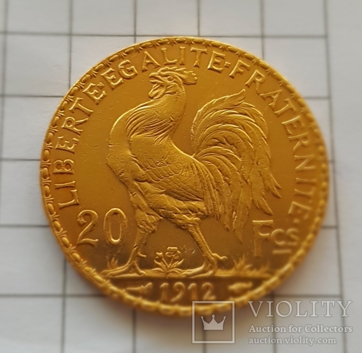 Франция, 20 франков 1912г., золото 6,45 грамм, numer zdjęcia 7