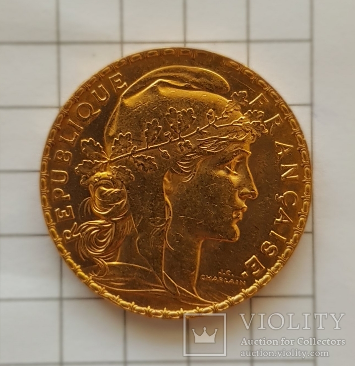 Франция, 20 франков 1912г., золото 6,45 грамм, numer zdjęcia 8