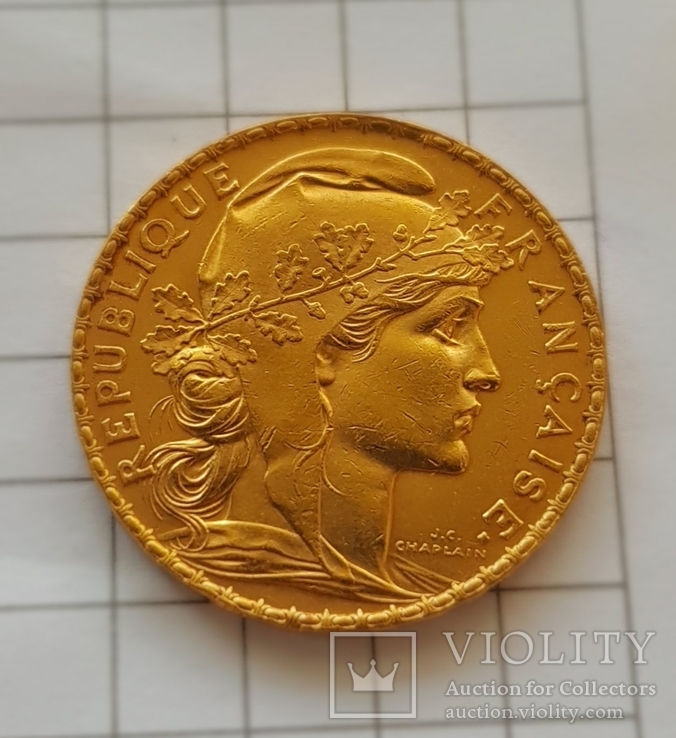 Франция, 20 франков 1912г., золото 6,45 грамм, фото №9