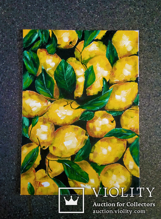 Картина маслом 25х35 Лимоны, фото №5