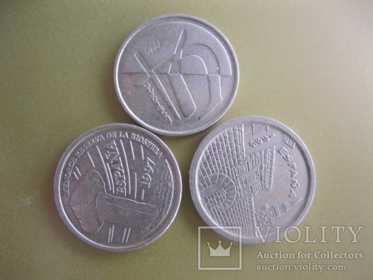 Три монеты по 5 птас-разные, фото №3