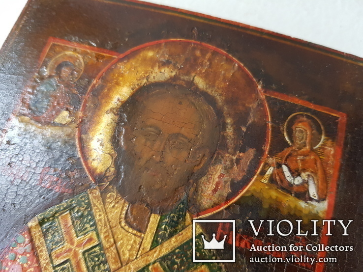 Икона Святого Николая Чудотворца в киоте и кованном окладе, фото №9