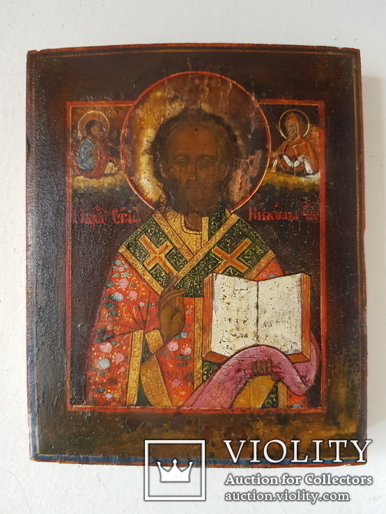 Икона Святого Николая Чудотворца в киоте и кованном окладе, фото №11