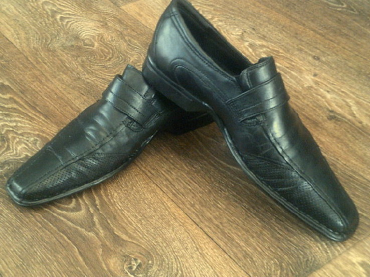 Bugatti - фирменные черные кожаные туфли разм.42, photo number 2