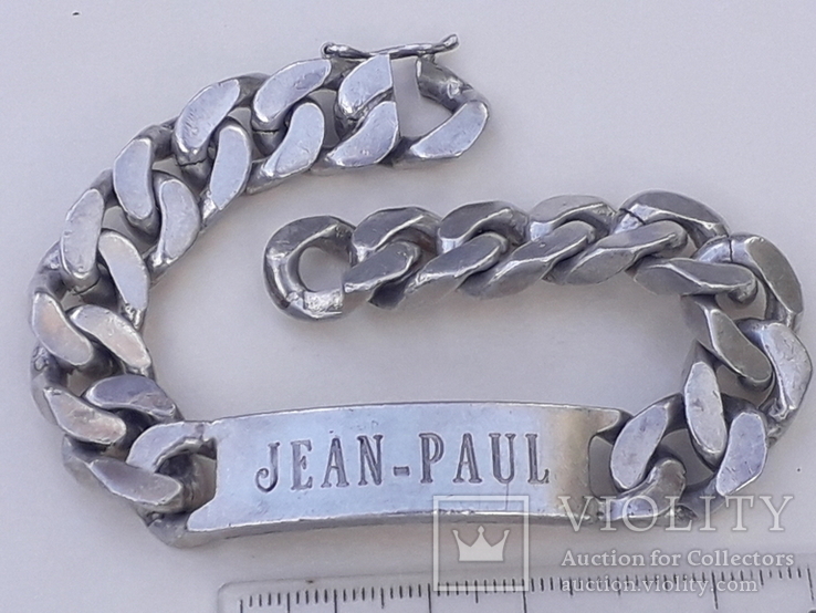 Очень массивный мужской браслет (22 см), серебро, 90 гр. Франция, фото №2