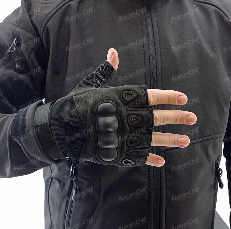 Тактические перчатки Oakley (Беспалый) Black, фото №4