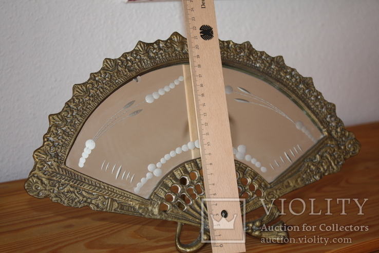 Винтажное бронзовое зеркало в форме веера. Испания., фото №10