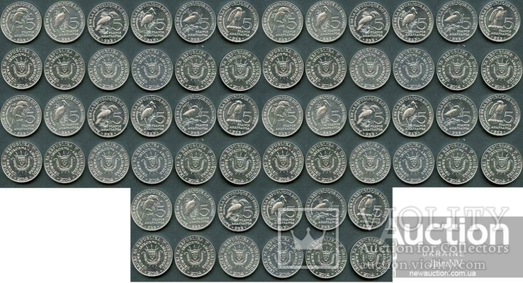 Burundi Burundi - 5 pcs x set of 6 coins 5 Francs 2014 birds, photo number 2