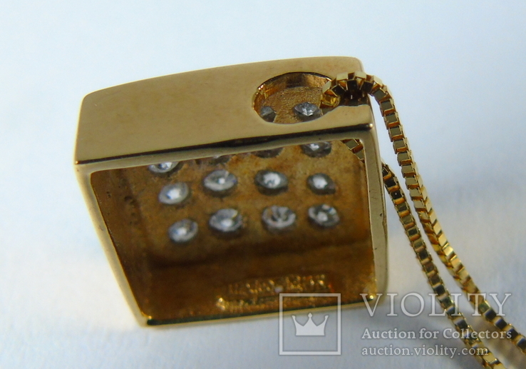 Золотой кулон с бриллиантами на цепочке, фото №9