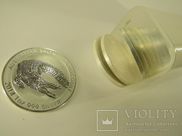 Австралия Крокодил 1$ 2014 год 15 штук серебро 999`, фото №2