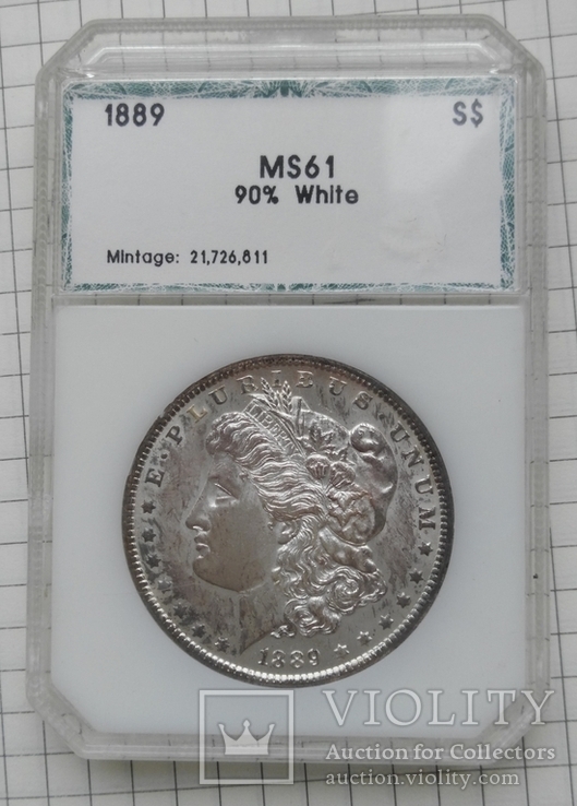 Доллар США 1889 Морган слаб PCI "MS-61 ", фото №6