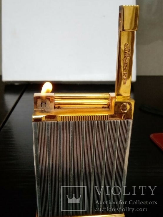 Настольная зажигалка из серебристого и золотого Jeroboam ST Dupont., фото №4
