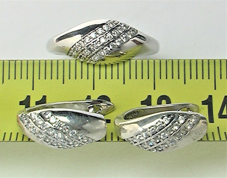 Набор кольцо перстень и серьги серебро 925 проба 4,25 грамма 16,5 размер, фото №5