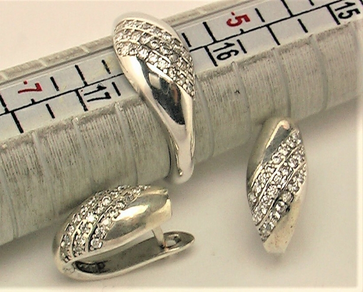 Набор кольцо перстень и серьги серебро 925 проба 4,25 грамма 16,5 размер, фото №7