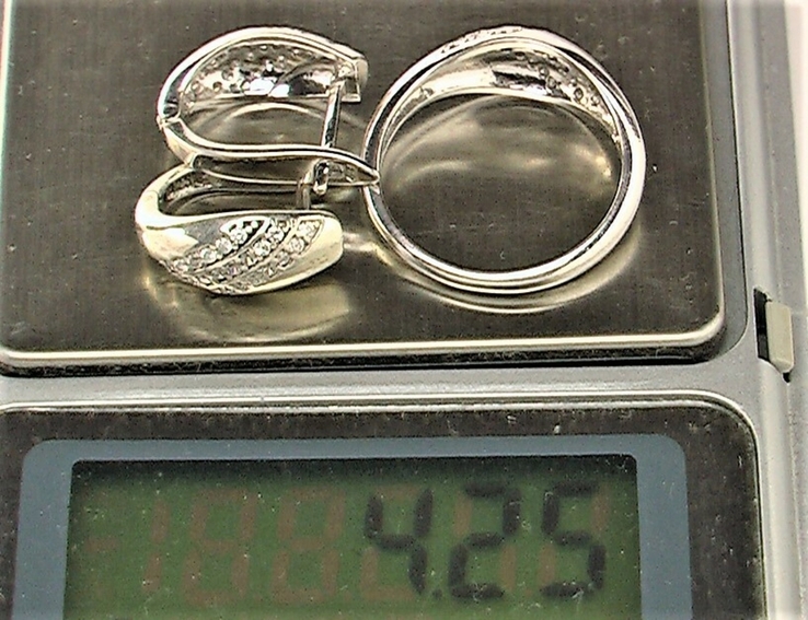 Набор кольцо перстень и серьги серебро 925 проба 4,25 грамма 16,5 размер, photo number 8