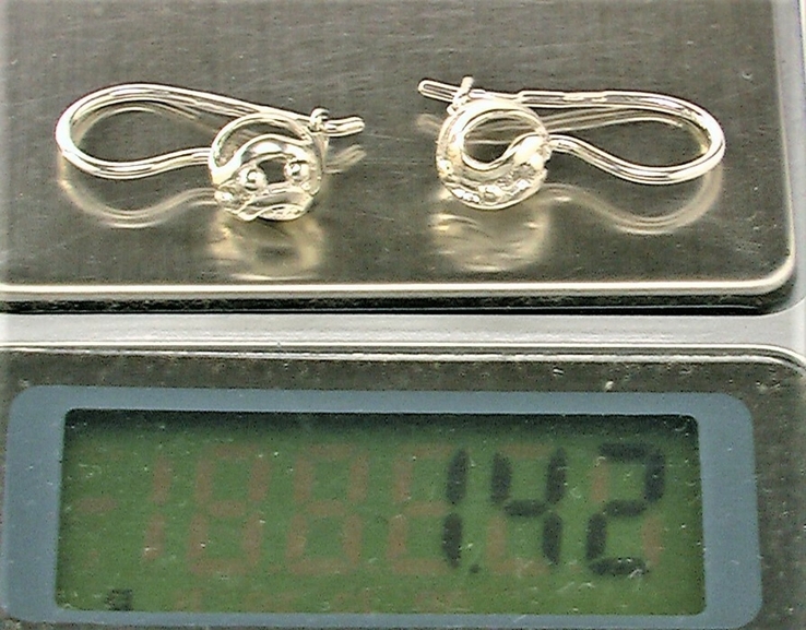 Серьги серебро СССР 875 проба 1,42 грамма, фото №7