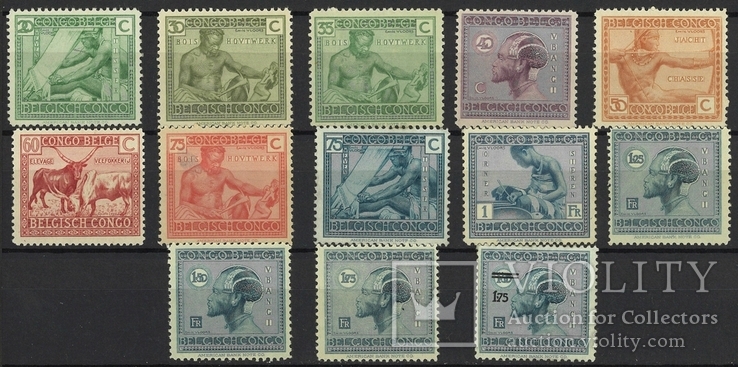 Б44 Бельгийское Конго 1925-27* (13 марок без повторов)