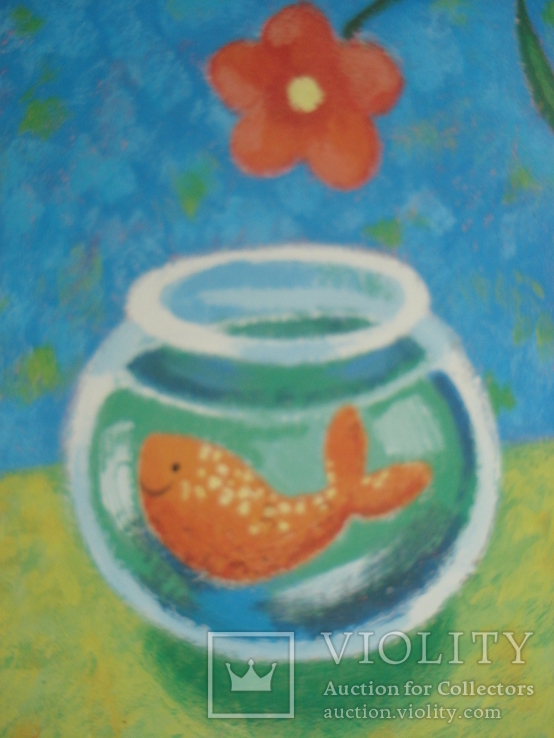 Красный цветок и чаша с золотой рыбкой Софи Хардинг, отпечатанная в лондонском, фото №5