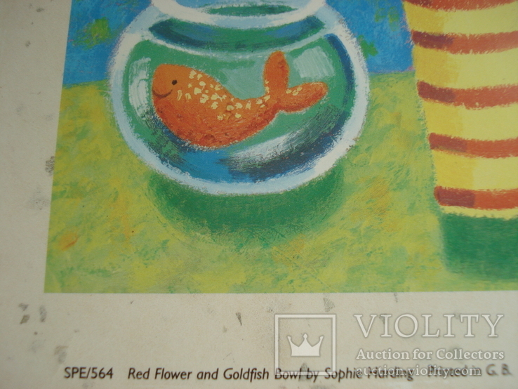 Красный цветок и чаша с золотой рыбкой Софи Хардинг, отпечатанная в лондонском, фото №7