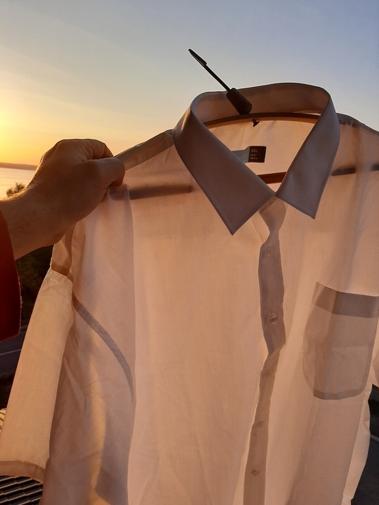 Белая мужская рубашка с коротким рукавом (XXL), фото №5
