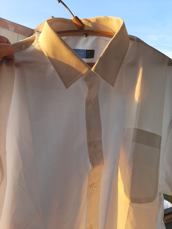 Белая мужская рубашка с коротким рукавом (XXL), фото №6