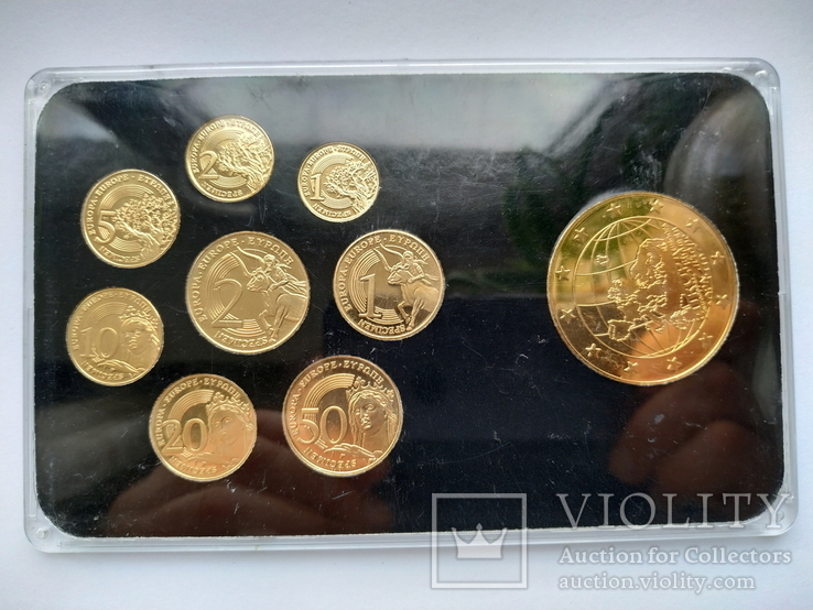 Набор монет 8 шт с медалью 2013 года вакантный Престол европроба Ватикан, фото №2