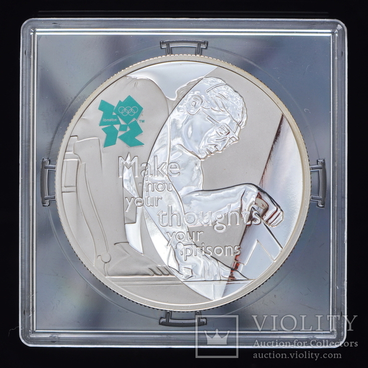 5 Фунтов 2009 Олимпийские Игры - Исаак Ньютон (Серебро 0.925, 28.28г), Великобритания, фото №2