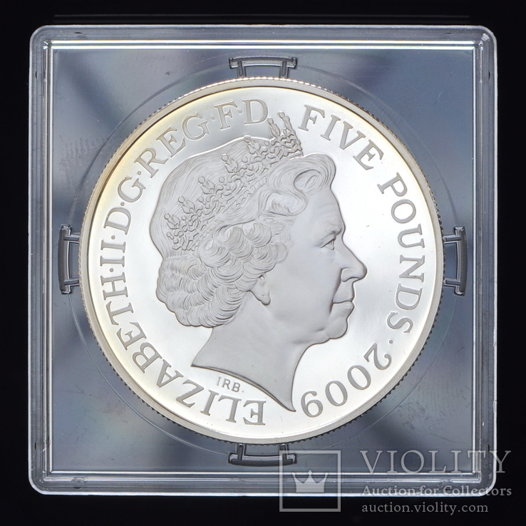 5 Фунтов 2009 Олимпийские Игры - Исаак Ньютон (Серебро 0.925, 28.28г), Великобритания, фото №3