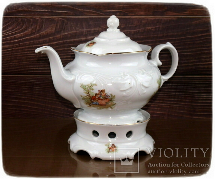 Чайник для заварювання з підставкою Porcelain WANEL, фото №2