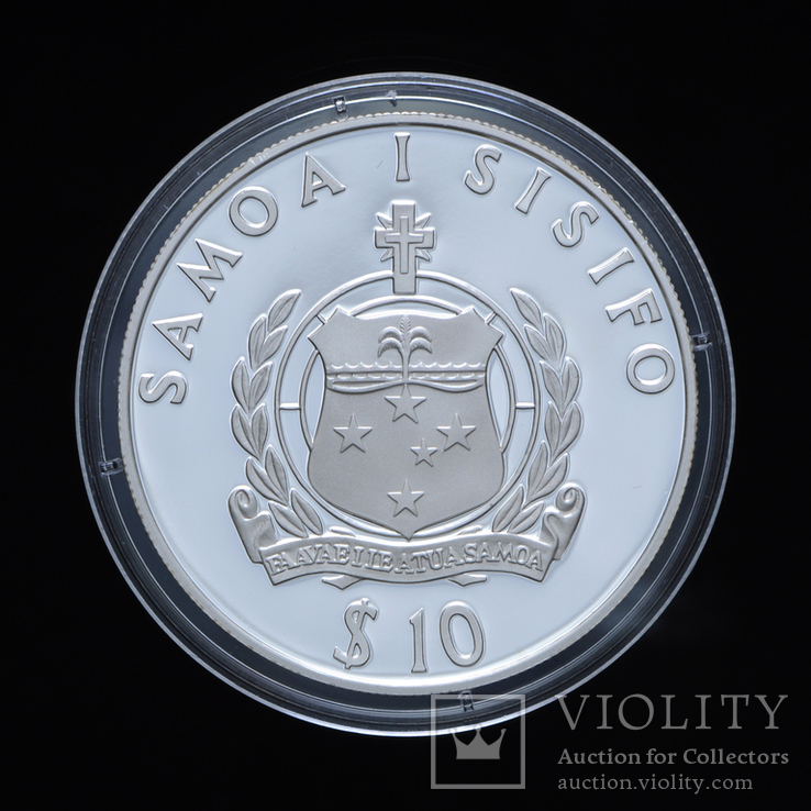 10 Долларов 1994 Парусник - Жан-Франсуа де Лаперуз (Серебро 0.925, 31.77г), Самоа и Сизифо, фото №3