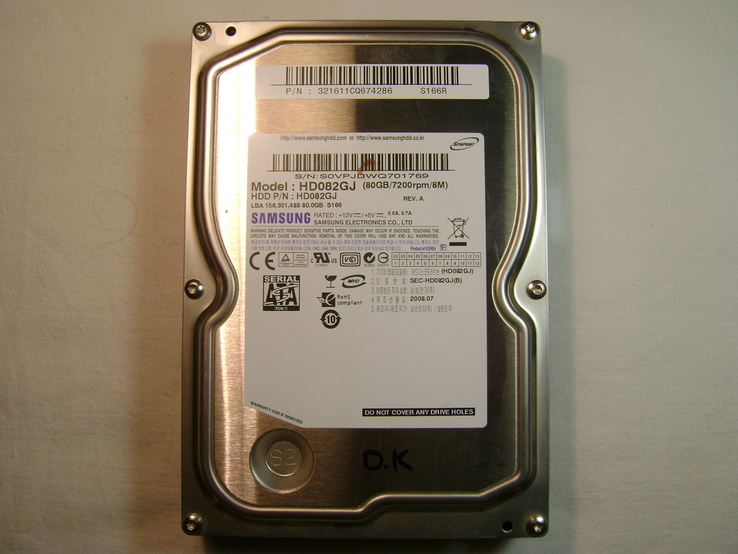 Жосткий диск SATA 80GB