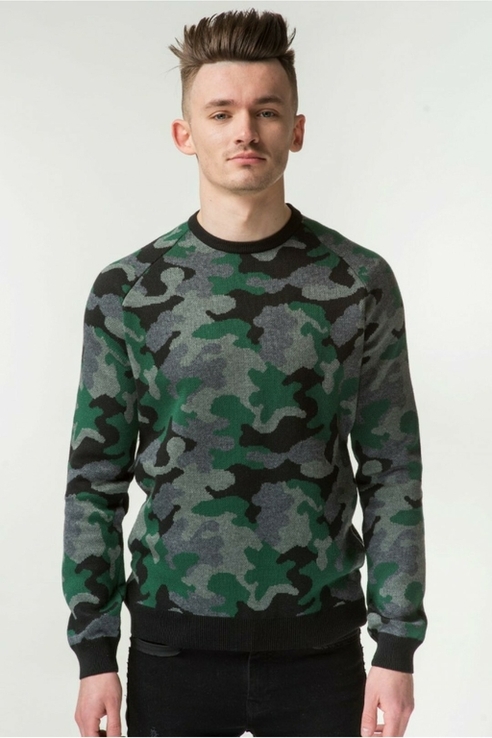 Чоловічий в'язаний светр/ мілітарі зелений (6201), фото №2