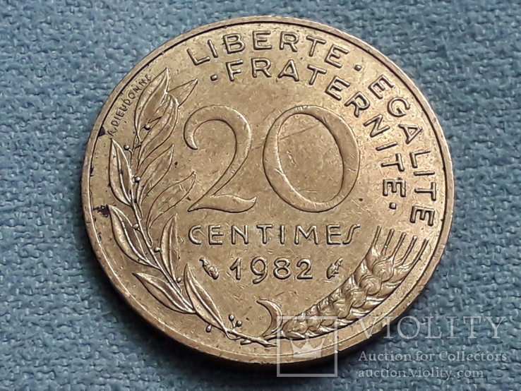 Франция 20 сантимов 1982 года, фото №2