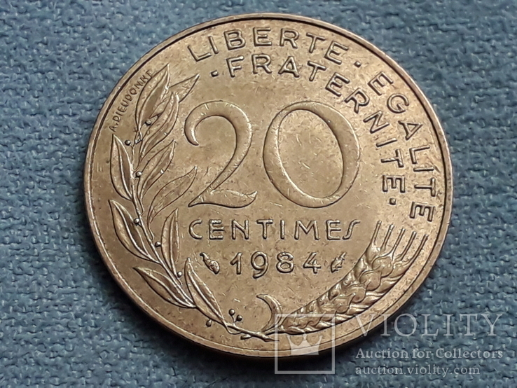 Франция 20 сантимов 1984 года, фото №2
