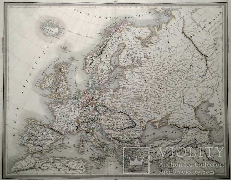 1850 Европа, Украина, Галиция, Россия, большая карта (52х42), фото №2