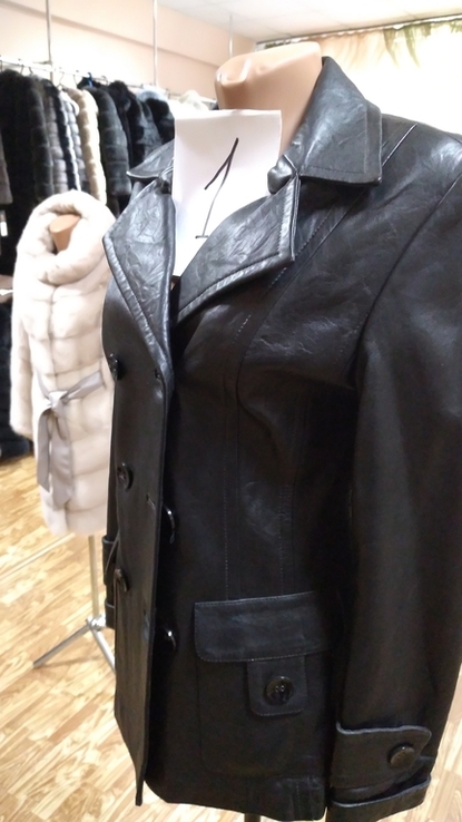 Новая женская  кожаная курточка-пиджак, фото №4