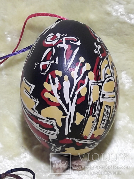 Яйце натуральне писанка малюнок ручної роботи на підвісці, фото №5
