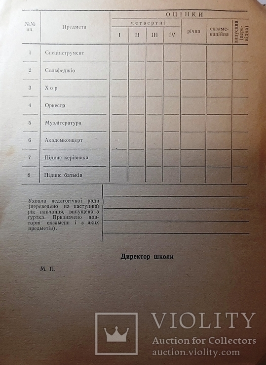 Табель (9шт) успішнсті гуртка музичного виховання за 198 - навчальний рік., фото №5