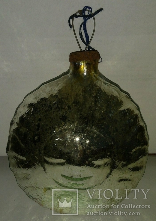 Старая стеклянная новогодняя игрушка на ёлку " Месяц ", фото №2